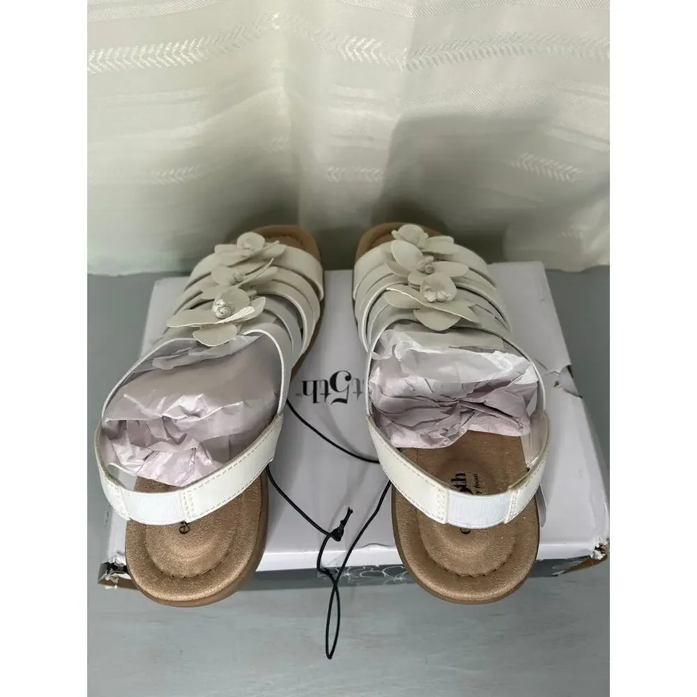 East 5th Memory Foam Slip On Sandals White Womens Size 11M